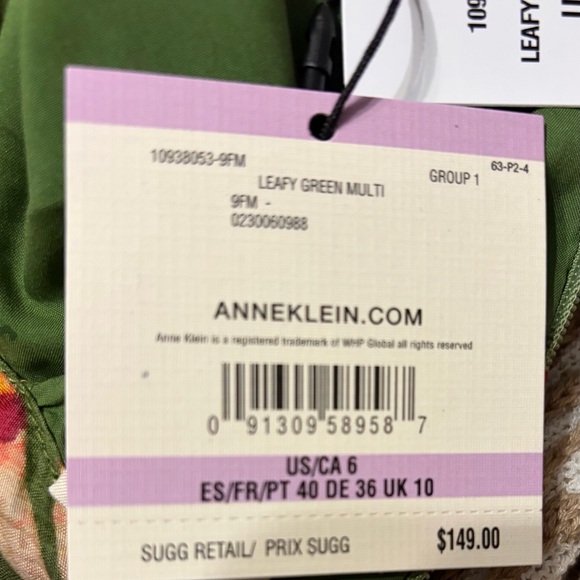 NWT Anne Klein Multicolor Tropical Halter Midi Dress With Pockets Size 6 - Picture 6 of 6